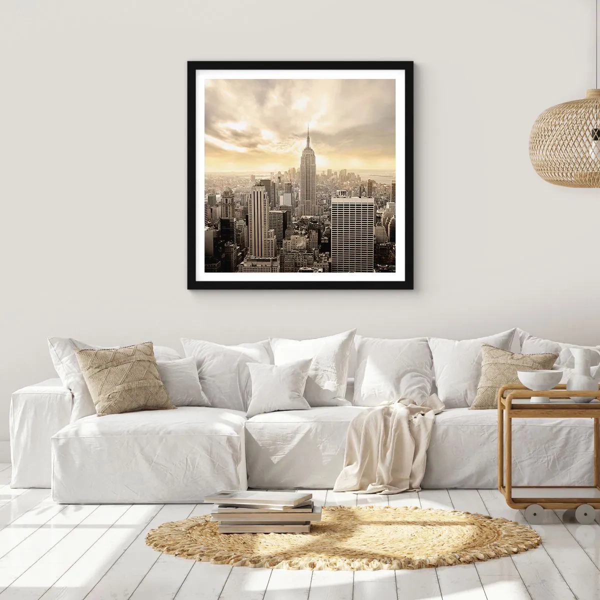 Poster in cornice nera - New York in grigio - 50x50 cm