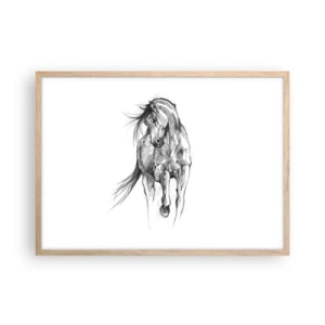 Poster in cornice rovere chiaro - Trotto aggraziato - 70x50 cm