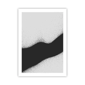 Poster - Forma d'onda minimalista in nero e grigio con effetto granuloso - 50x70cm - Equilibrio fluido - Decorazione murale moderna per soggiorno e camera da letto ARTTOR