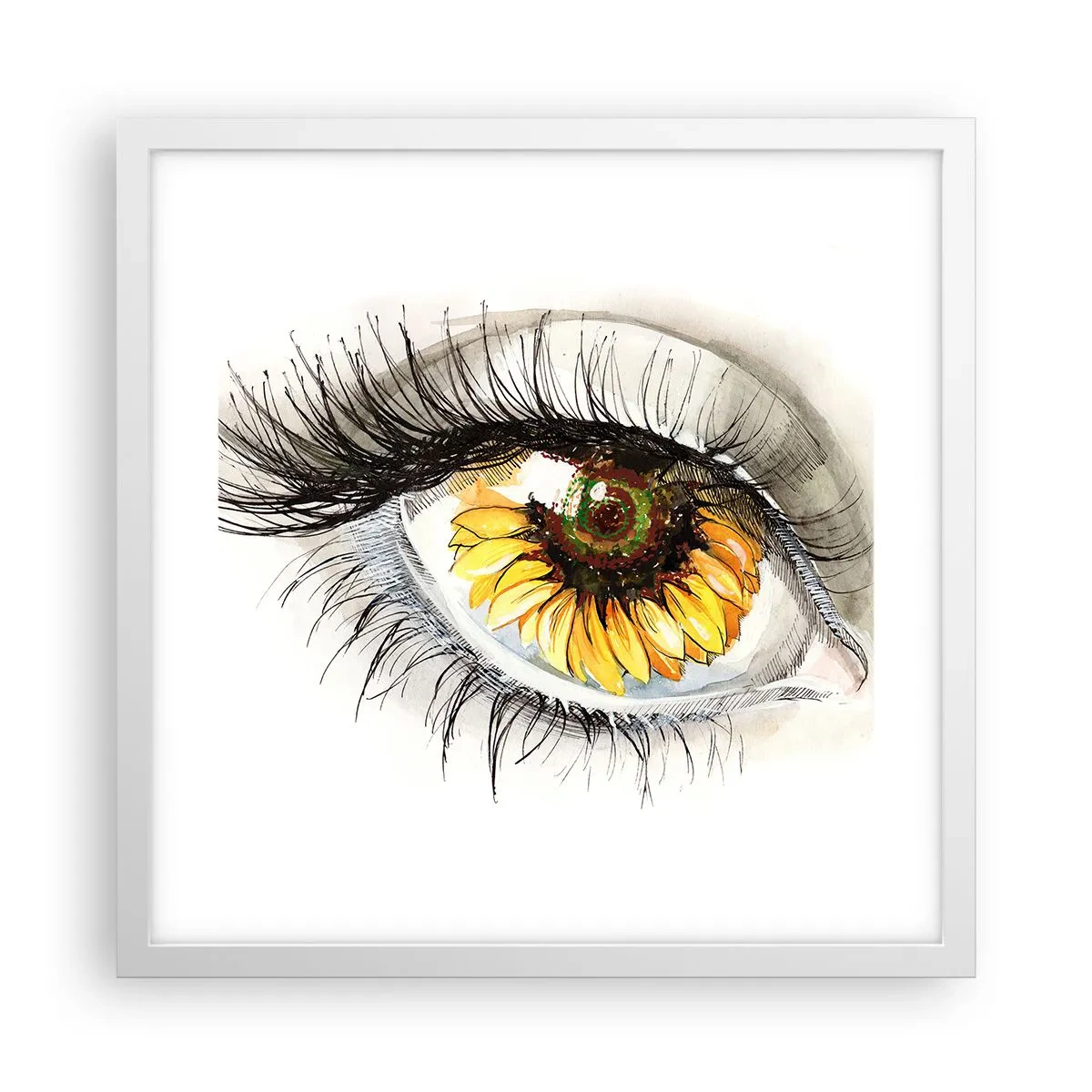 Poster in cornice bianca - Uno sguardo caldo come l'estate - 40x40 cm