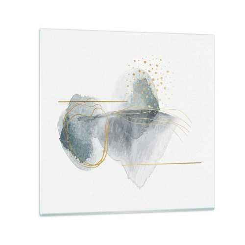 Quadro su vetro - Sui legami del grigio e dell'oro - 60x60 cm
