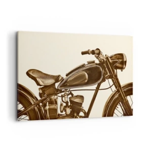 Quadro su tela - Stampe su Tela - Una motocicletta retrò d'epoca su uno sfondo chiaro - 120x80cm - Nostalgia per la classicità - Decorazione murale moderna per soggiorno e camera da letto ARTTOR
