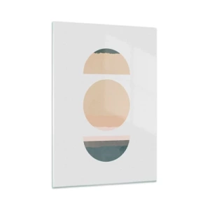 Quadro su vetro - Motivi geometrici minimalisti in colori pastello - 50x70cm - Un cerchio dopo l'altro - Decorazione murale moderna per soggiorno e camera da letto ARTTOR