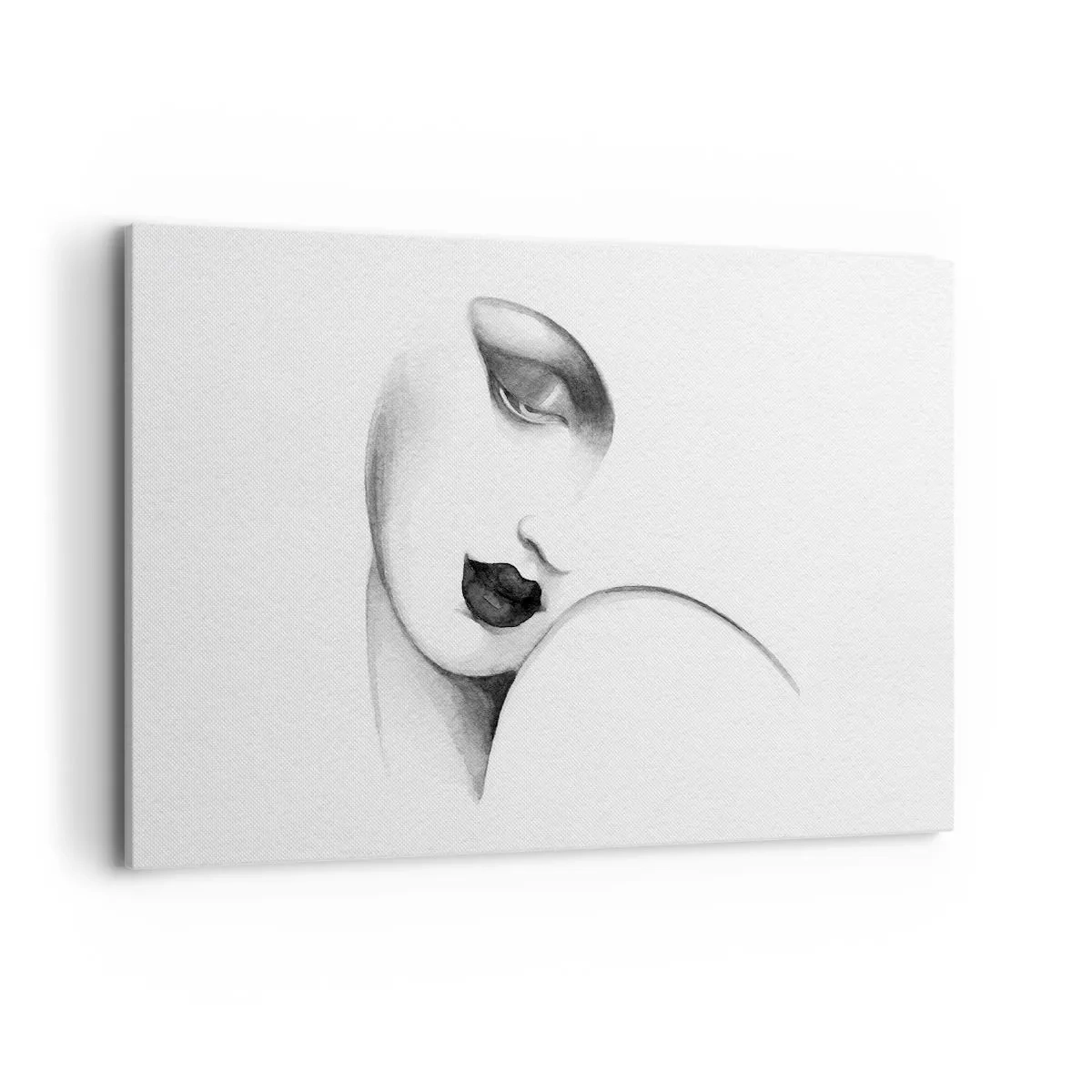 Quadro su tela - Stampe su Tela - Un sottile ritratto di una donna in stile monocromatico - 100x70cm - Nello stile di Lempicka - Decorazione murale moderna per soggiorno e camera da letto ARTTOR