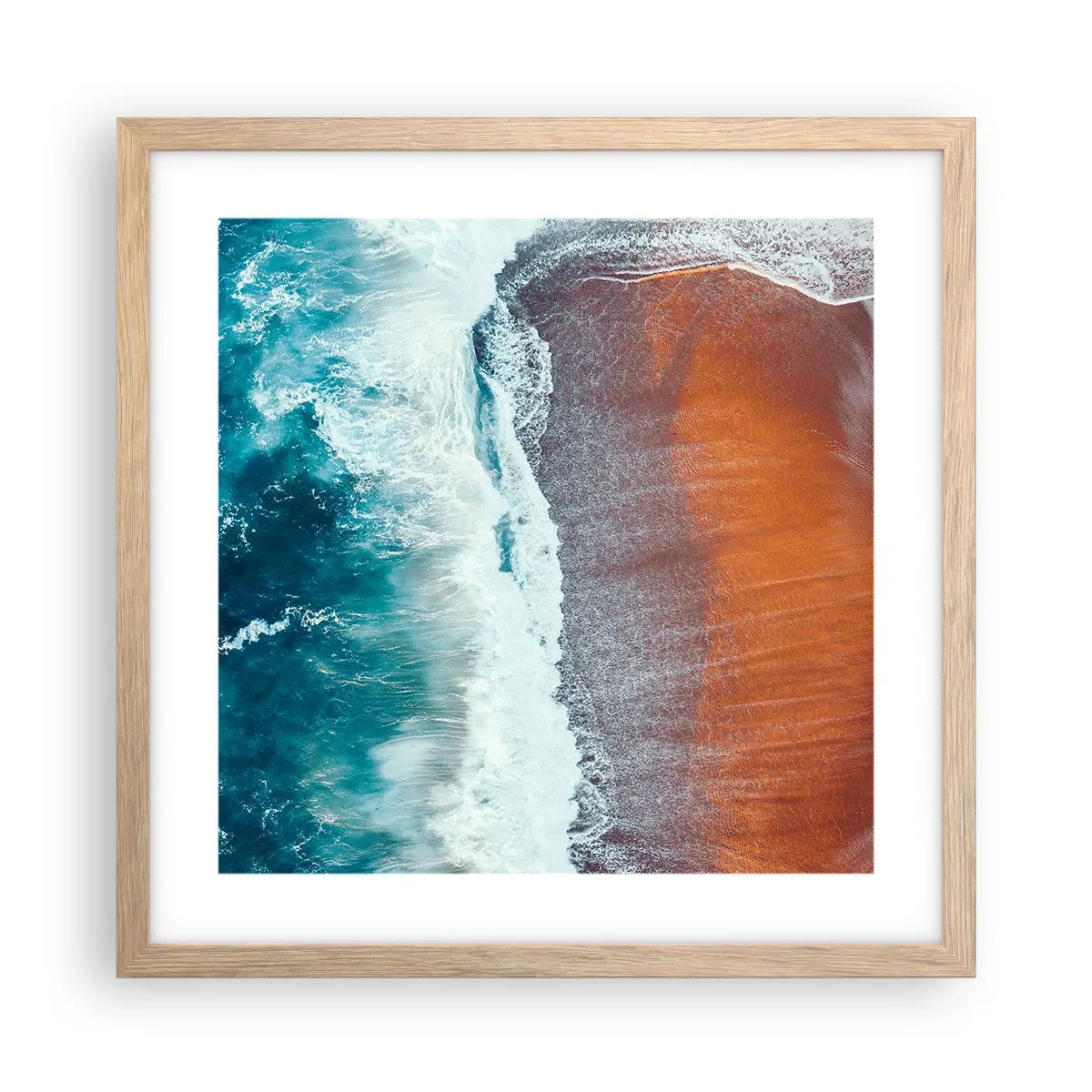 Poster in cornice rovere chiaro - Il tocco dell'oceano - 40x40 cm