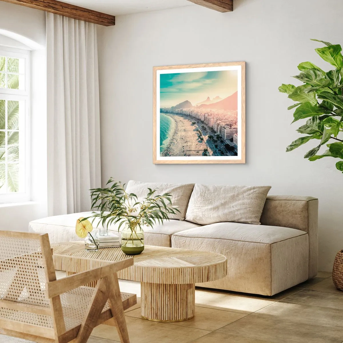 Poster in cornice rovere chiaro - Vacanze senza fine a Rio - 40x40 cm