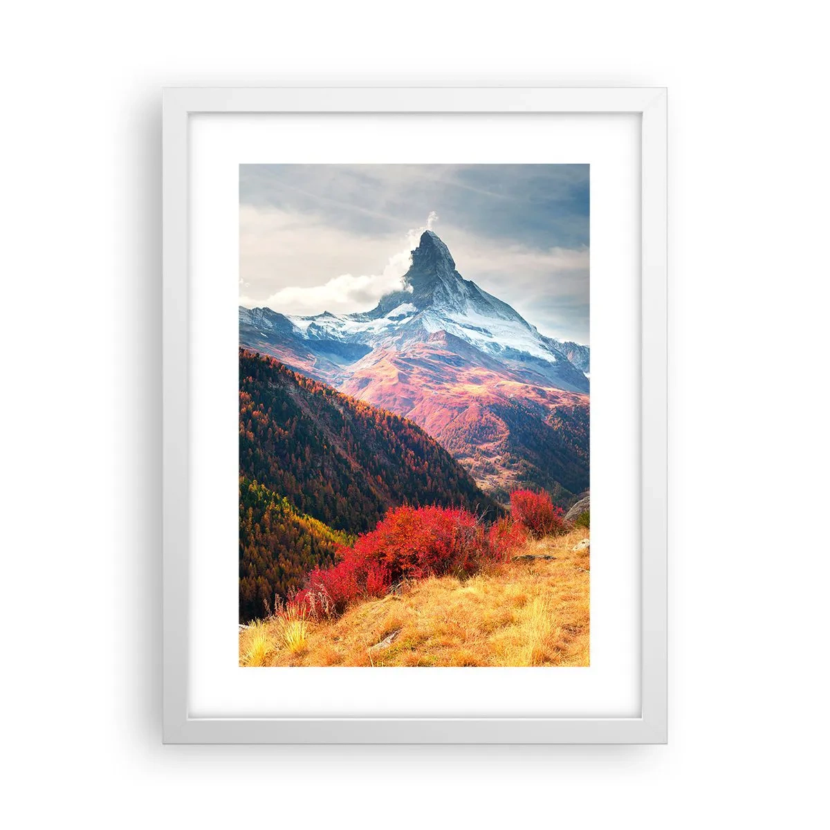 Poster in cornice bianca - Autunno alpino - 30x40 cm