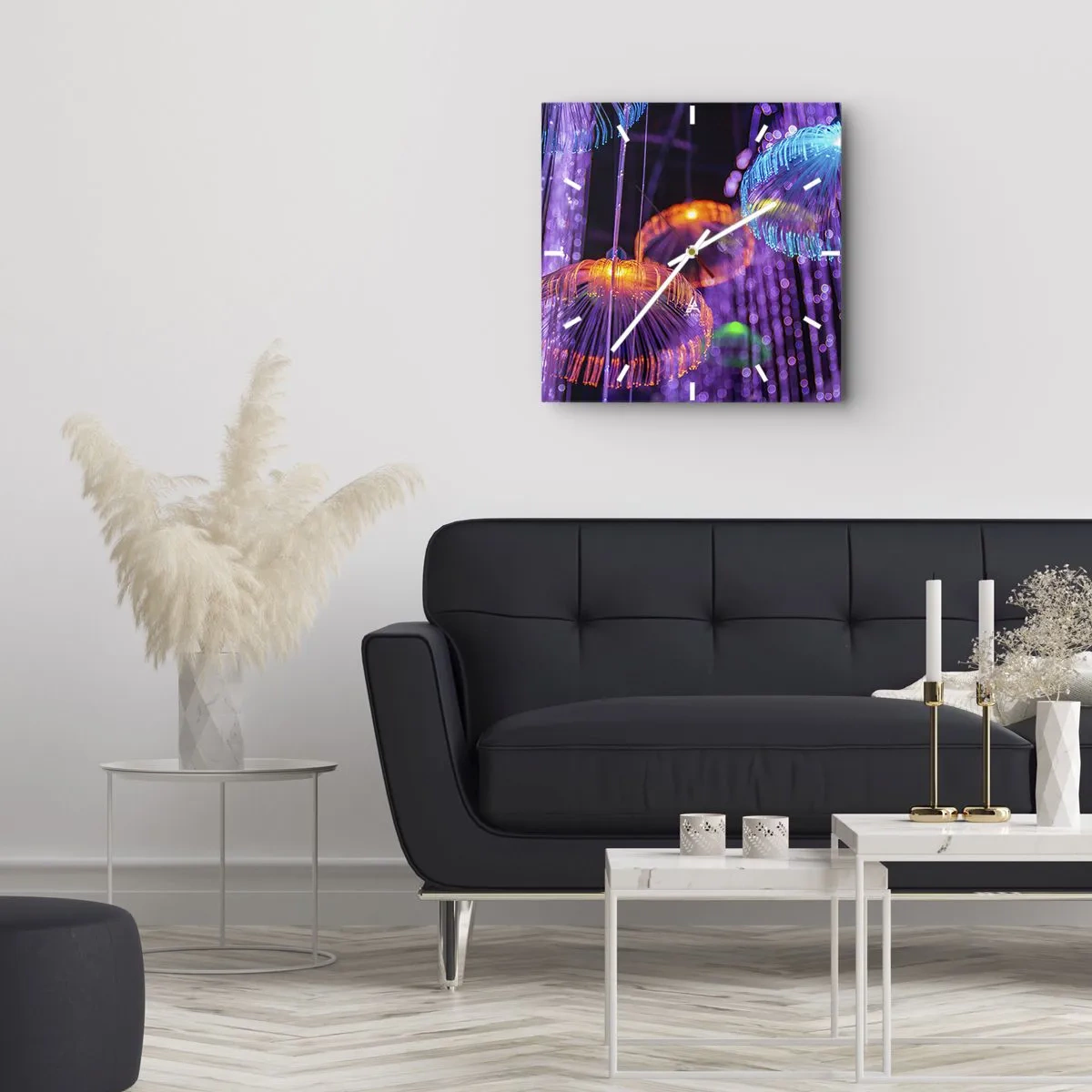 Orologio da parete - Orologio in Vetro - Fontane di luce - 40x40 cm