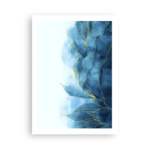 Poster - Una composizione astratta nei toni del blu con linee dorate. - 50x70cm - Blu nell'oro - Decorazione murale moderna per soggiorno e camera da letto ARTTOR