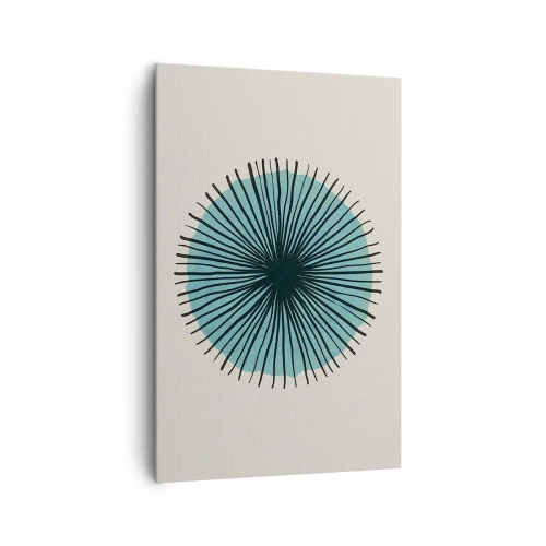 Quadro su tela - Stampe su Tela - Forma circolare astratta con raggi blu - 80x120cm - Radiosamente nel blu - Decorazione murale moderna per soggiorno e camera da letto ARTTOR