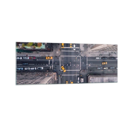 Quadro su vetro - Vista aerea di una trafficata strada cittadina - 140x50cm - Scelta semplice - Decorazione murale moderna per soggiorno e camera da letto ARTTOR