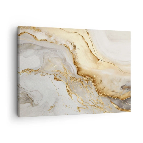 Quadro su tela - Stampe su Tela - Motivi astratti in oro e marmo su uno sfondo chiaro - 70x50cm - Astrazione: bellezza e bontà - Decorazione murale moderna per soggiorno e camera da letto ARTTOR