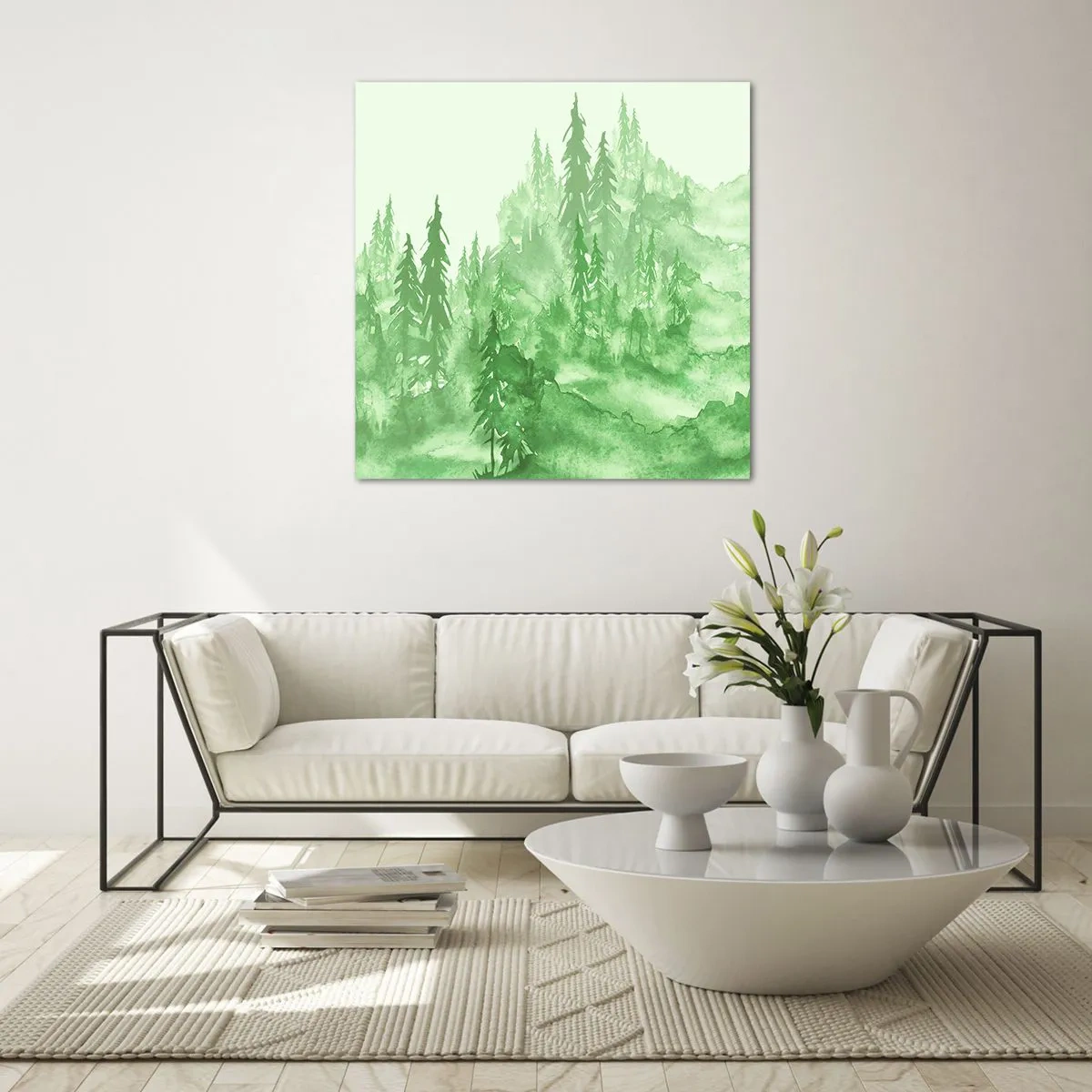 Quadro su vetro - Sfocato da una nebbia verde - 50x50 cm
