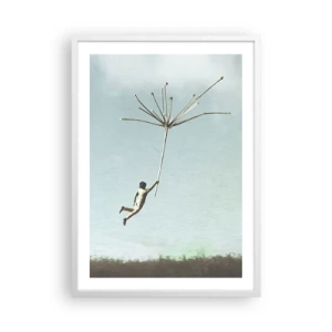 Poster in cornice bianca - Aquiloni, denti di leone, vento - 50x70 cm