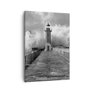 Quadro su tela - Stampe su Tela - Un faro circondato dalle onde durante una tempesta - 50x70cm - Senza paura - Decorazione murale moderna per soggiorno e camera da letto ARTTOR