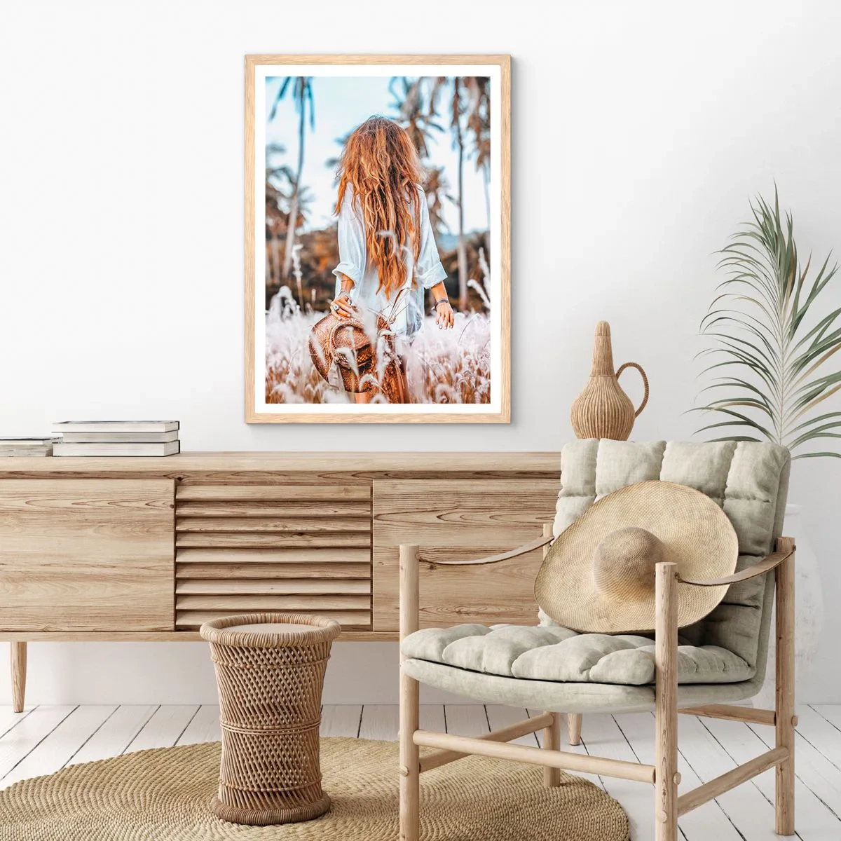 Poster in cornice rovere chiaro - Nata dalla lanugine dell'erba - 40x50 cm