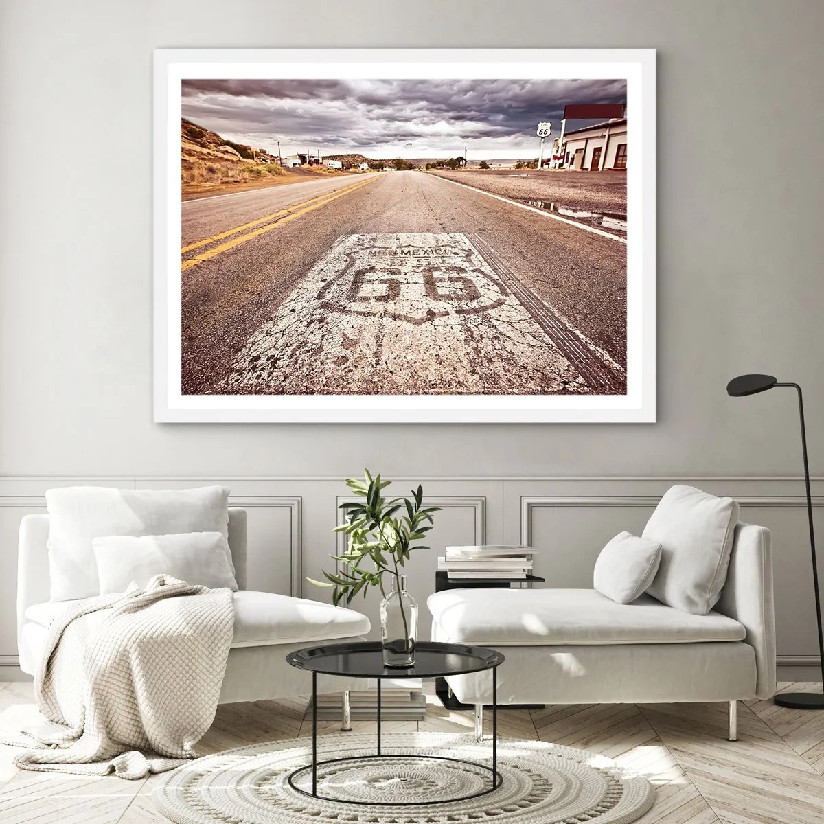 Poster in cornice bianca - La Route 66: una leggenda americana - 40x30 cm