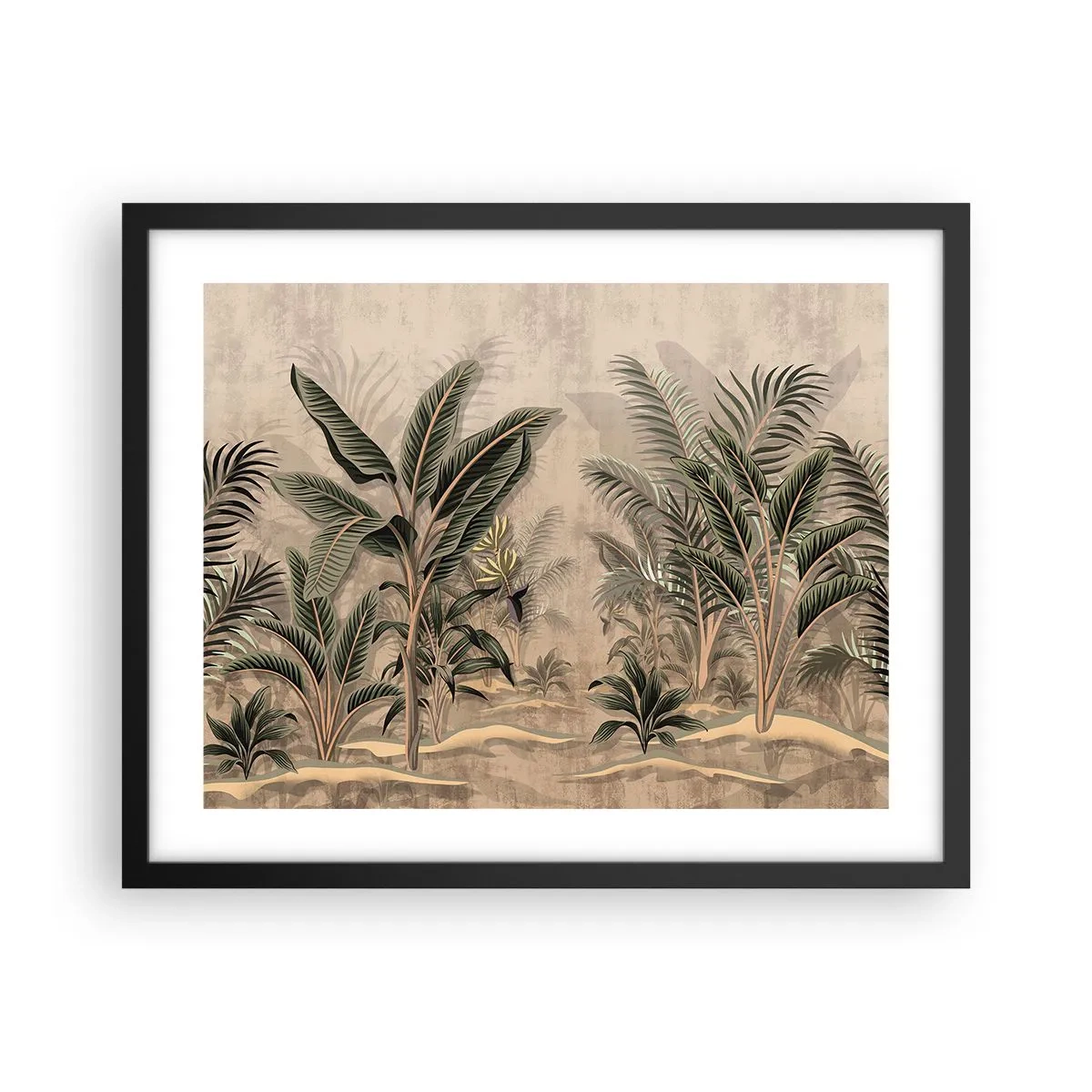 Poster in cornice nera - Incisione in stile coloniale - 50x40 cm