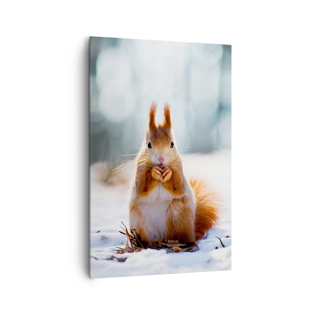 Quadro su tela - Stampe su Tela - Uno scoiattolo in un paesaggio invernale - 80x120cm - Che cosa guardi? - Decorazione murale moderna per soggiorno e camera da letto ARTTOR