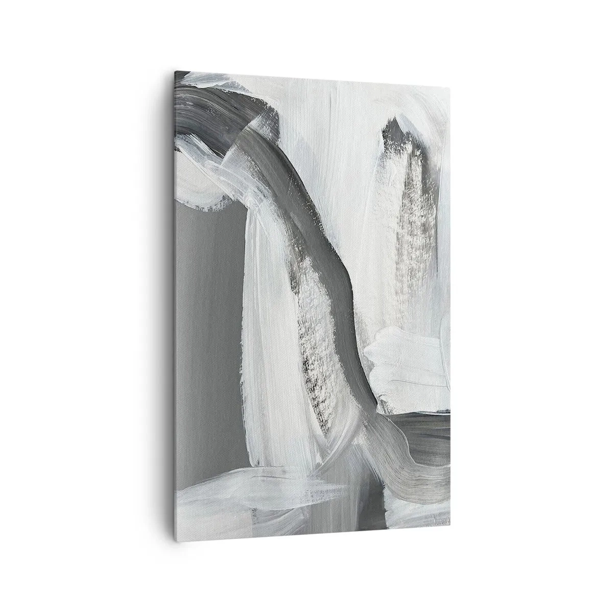 Quadro su tela - Stampe su Tela - Astrazione grigia e bianca con linee dinamiche - 80x120cm - Movimento deciso - Decorazione murale moderna per soggiorno e camera da letto ARTTOR