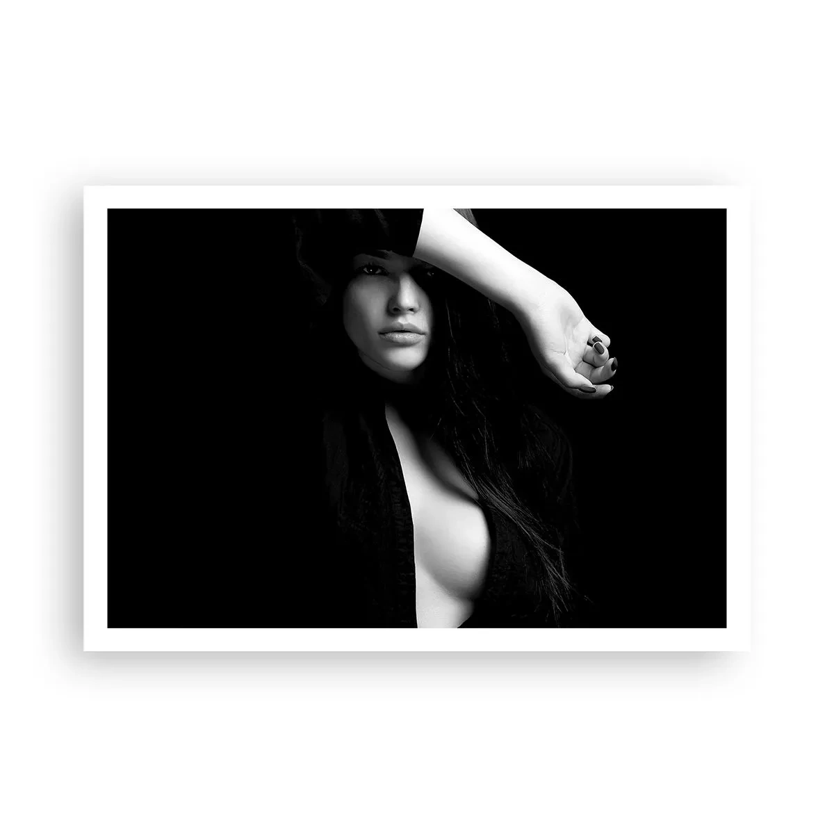 Poster - Ritratto elegante di una donna in bianco e nero - 100x70cm - Scuola di seduzione - Decorazione murale moderna per soggiorno e camera da letto ARTTOR