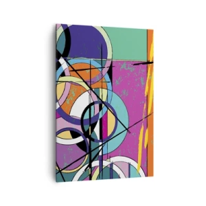 Quadro su tela - Stampe su Tela - Astrazione colorata con cerchi geometrici - 70x100cm - Un cerchio dietro l'altro - Decorazione murale moderna per soggiorno e camera da letto ARTTOR