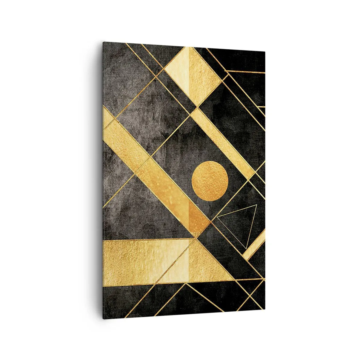 Quadro su tela - Stampe su Tela - Forme geometriche nei toni dell'oro e del nero - 80x120cm - Sole del deserto - Decorazione murale moderna per soggiorno e camera da letto ARTTOR