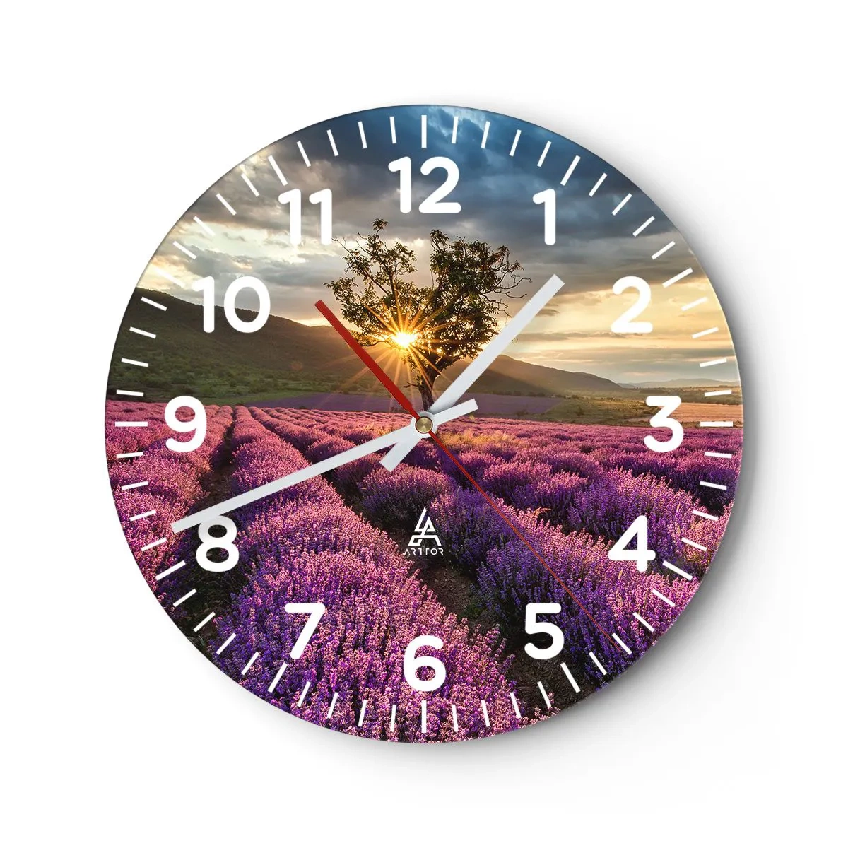 Orologio da parete - Orologio in Vetro - Aroma di colore lilla - 40x40 cm