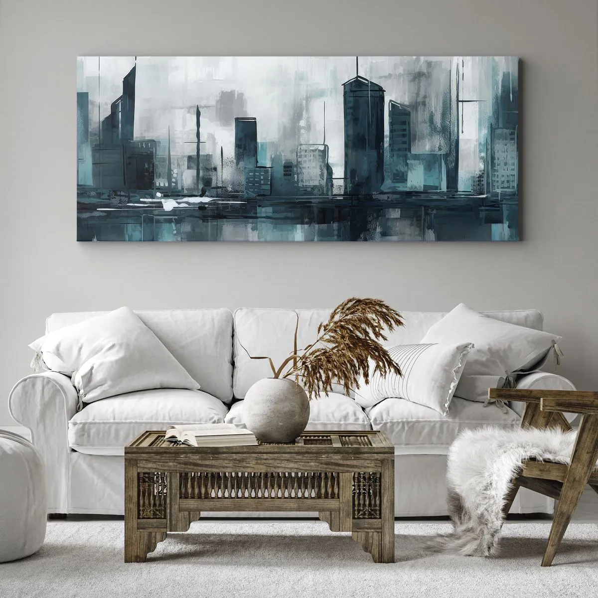 Quadro su tela - Stampe su Tela - La città al colore della pioggia - 100x40 cm