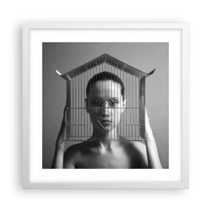 Poster in cornice bianca - Ritratto un po' surreale - 40x40 cm