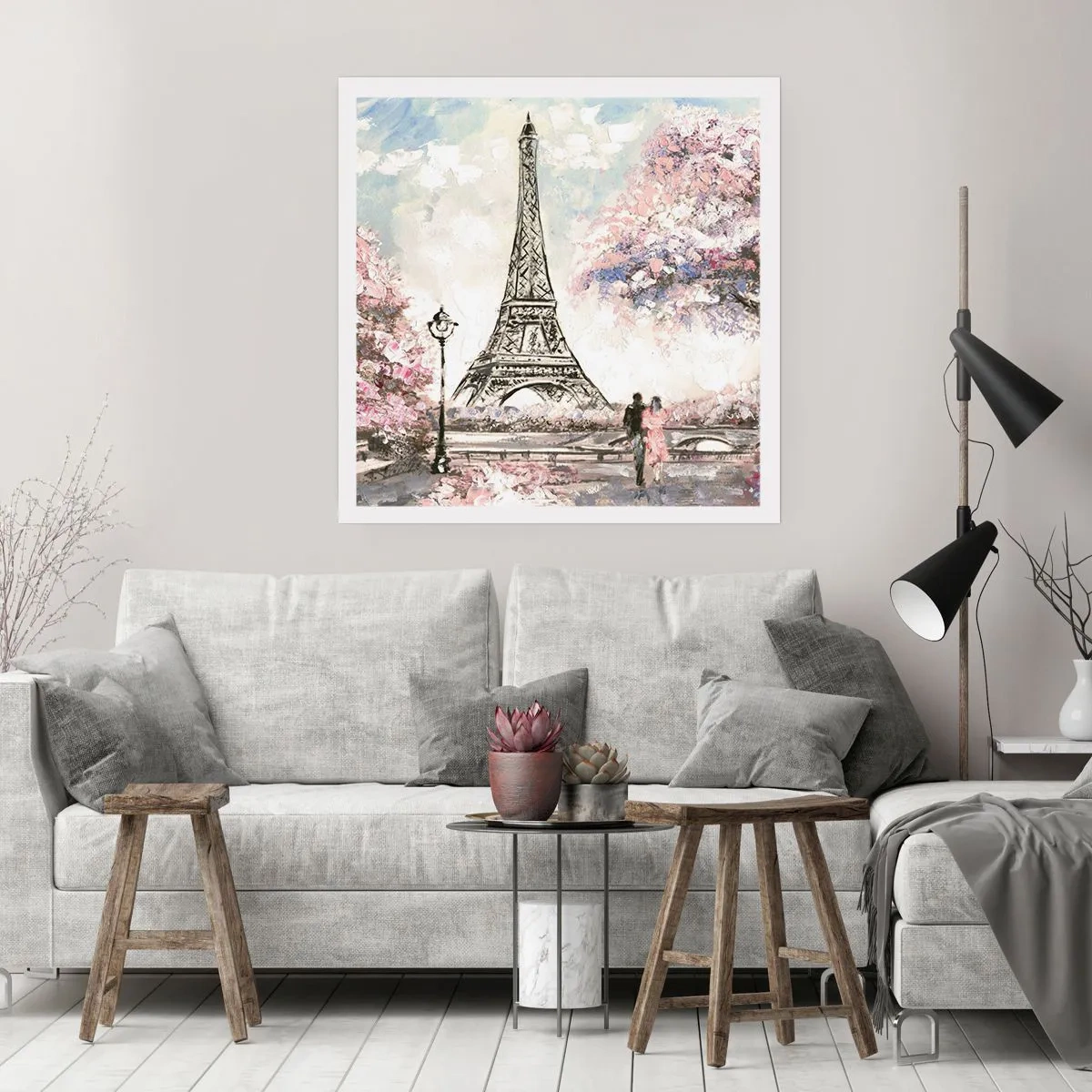 Poster - Passeggiata a Parigi in aprile - 60x60 cm
