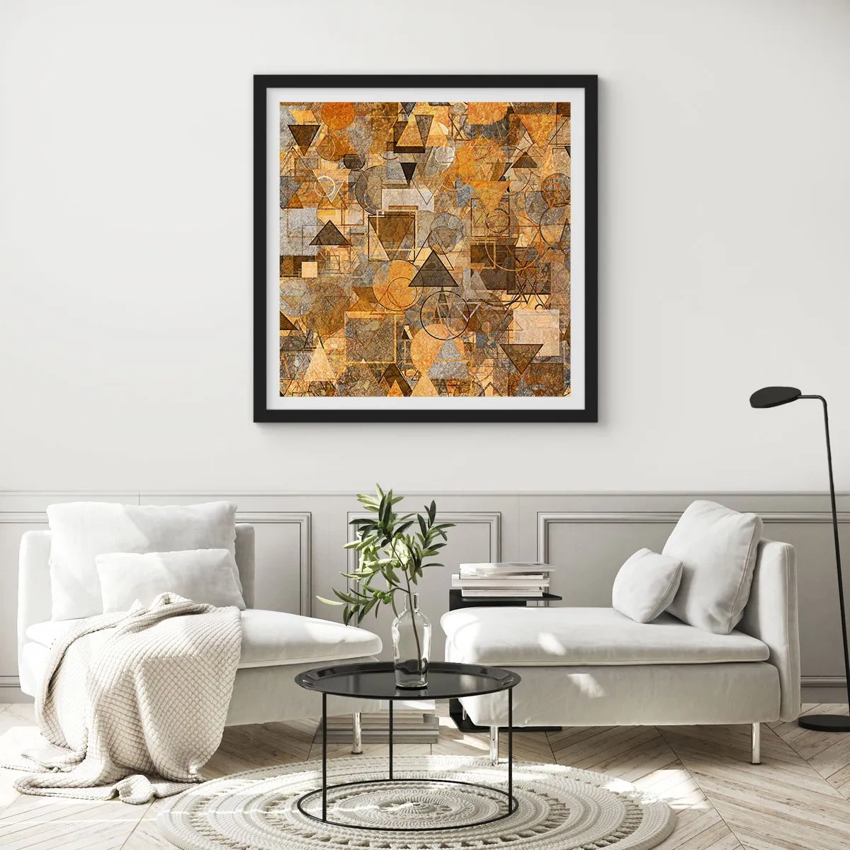 Poster in cornice nera - Il mondo compreso nella forma - 30x30 cm