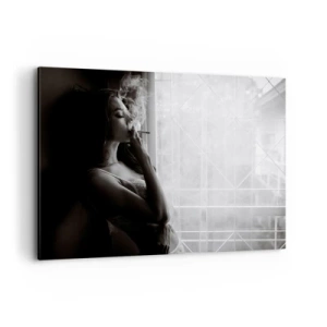 Quadro su tela - Stampe su Tela - Una donna in posa sensuale in una fotografia in bianco e nero - 100x70cm - Attimo sensuale - Decorazione murale moderna per soggiorno e camera da letto ARTTOR