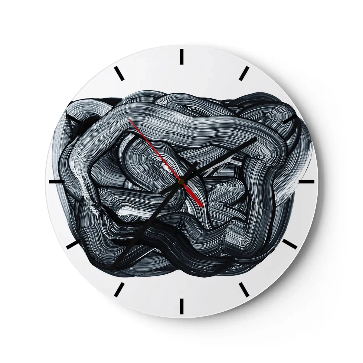 Orologio da parete - Orologio in Vetro - Astrazione in bianco e nero con linee e texture dinamiche - 30x30cm - Non è così semplice - Decorazione murale moderna per soggiorno, cucina e camera da letto ARTTOR