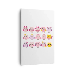 Quadro su tela - Stampe su Tela - Simpatici gufi dai colori pastello - 80x120cm - Una più dolce dell'altra - Decorazione murale moderna per soggiorno e camera da letto ARTTOR