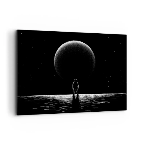 Quadro su tela - Stampe su Tela - Un astronauta sullo sfondo di un grande pianeta nello spazio - 100x70cm - Faccia a faccia - Decorazione murale moderna per soggiorno e camera da letto ARTTOR