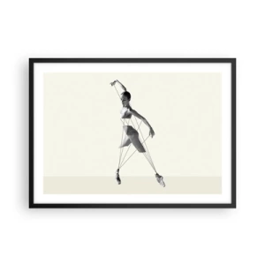 Poster in cornice nera - Ballerina in un'interpretazione geometrica con linee - 70x50cm - Nel teatro del mondo - Decorazione murale moderna per soggiorno e camera da letto ARTTOR