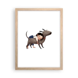 Poster in cornice rovere chiaro - I migliori amici - 30x40 cm