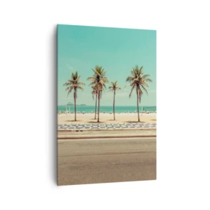 Quadro su tela - Stampe su Tela - Palme sulla spiaggia con vista sul mare e sul cielo azzurro - 70x100cm - A guardia della spiaggia - Decorazione murale moderna per soggiorno e camera da letto ARTTOR