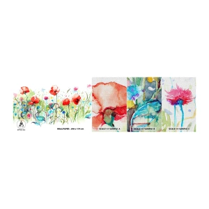 Campione di Fotomurale Premium Canvas - Il prato fiorito a maggio - Fiori, Papaveri, Giardino - 100x30 cm