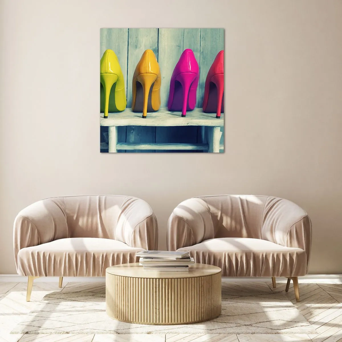 Quadro su vetro - A passeggio sull'arcobaleno - 60x60 cm