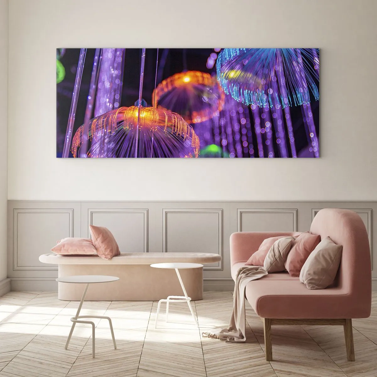 Quadro su vetro - Fontane di luce - 100x40 cm