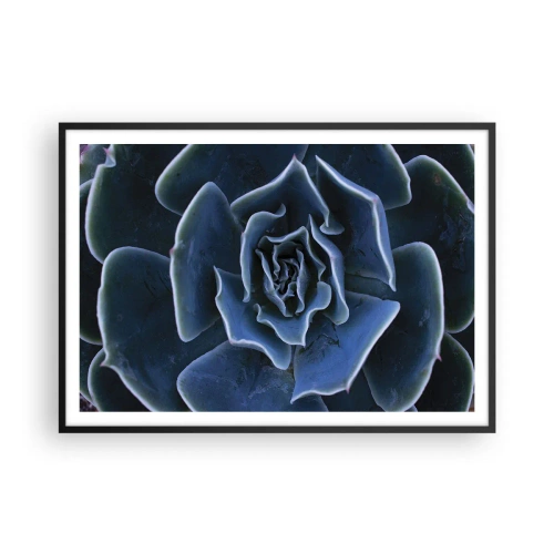 Poster in cornice nera - Primo piano di una rosetta succulenta verde - 100x70cm - Fiore del deserto - Decorazione murale moderna per soggiorno e camera da letto ARTTOR