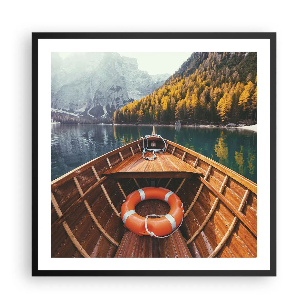 Poster in cornice nera - Gita sui monti - 60x60 cm