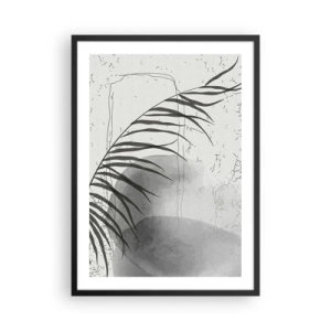 Poster in cornice nera - Una composizione botanica minimalista nei toni del grigio - 50x70cm - La delicata esoticità della natura - Decorazione murale moderna per soggiorno e camera da letto ARTTOR