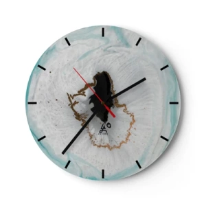 Orologio da parete - Orologio in Vetro - Motivo astratto con effetto geode e accenti dorati - 30x30cm - Penetrare all'interno - Decorazione murale moderna per soggiorno, cucina e camera da letto ARTTOR
