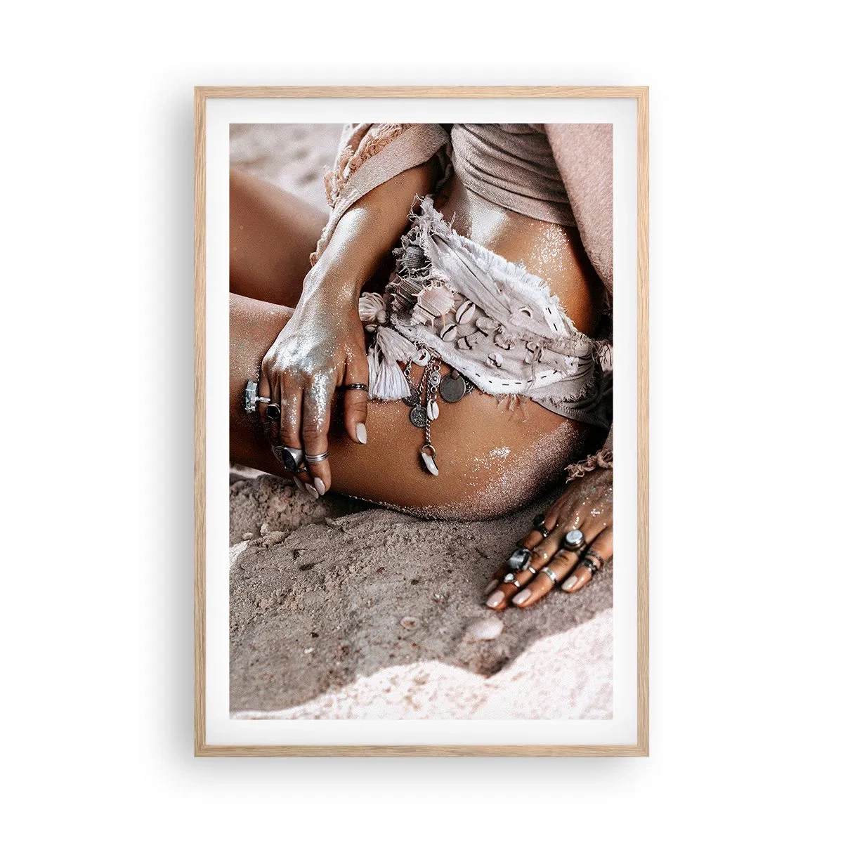 Poster in cornice rovere chiaro - Gettata dalle onde? - 61x91 cm