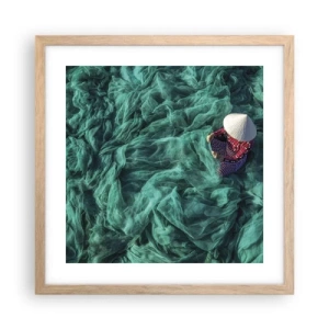 Poster in cornice rovere chiaro - Nel mare di reti - 40x40 cm