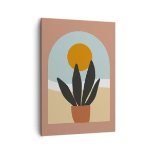 Quadro su tela - Stampe su Tela - Una pianta nera in un vaso contro il sole - 50x70cm - Piccole gioie - Decorazione murale moderna per soggiorno e camera da letto ARTTOR