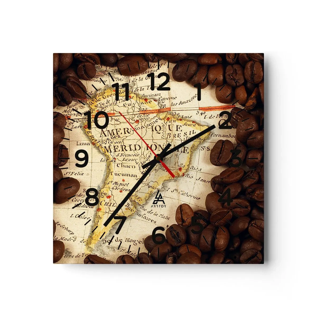 Orologio da parete - Orologio in Vetro - Da dove viene il miglior caffè? - 30x30 cm